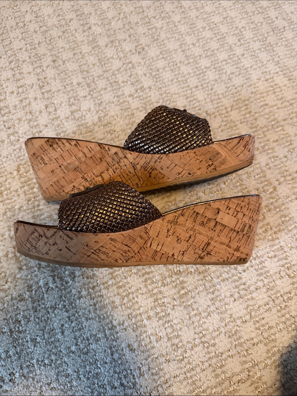Yellow Box Bronze Woven Buckle Wedge Slides - Picture 2 of 4